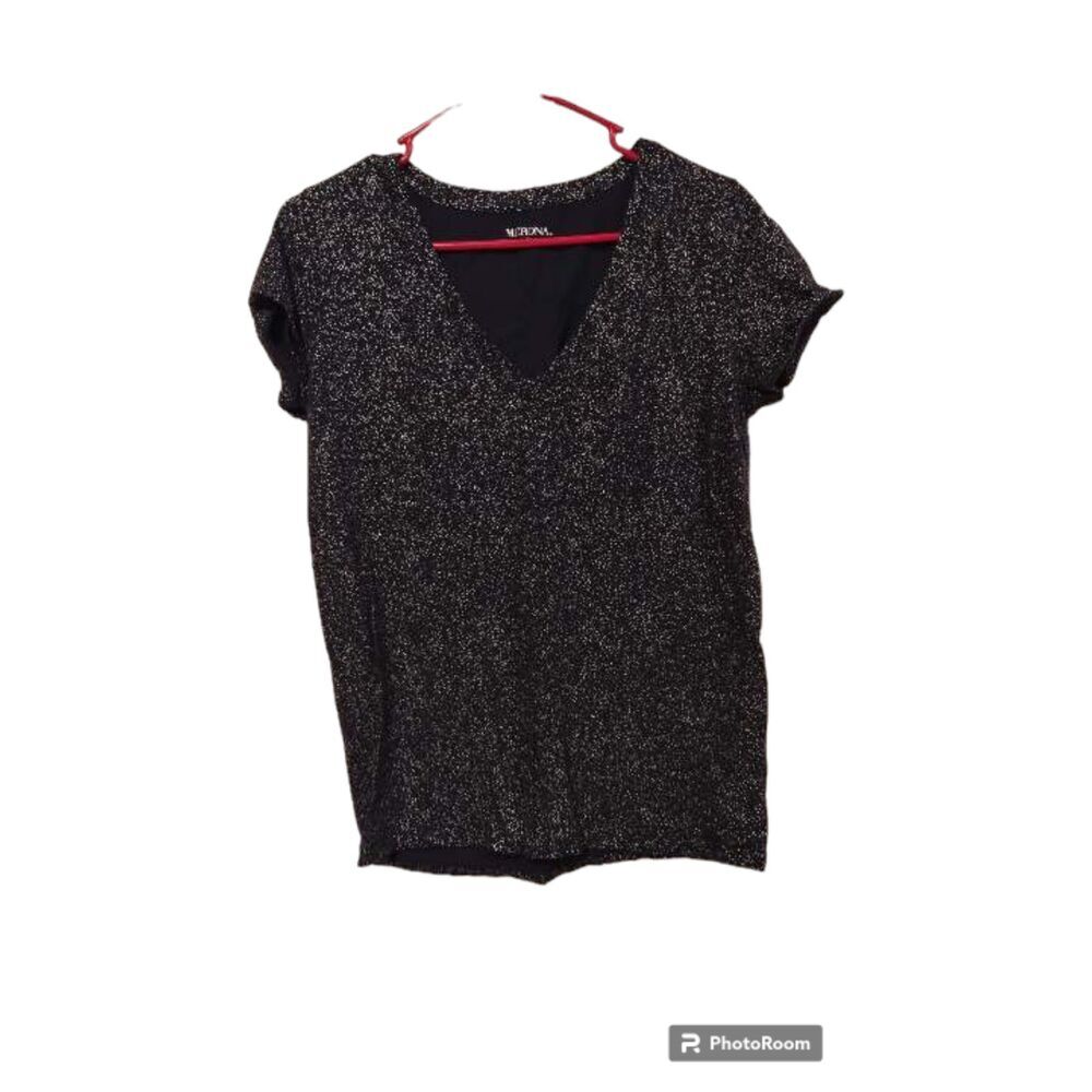 Merona Black‎ speckle print tee